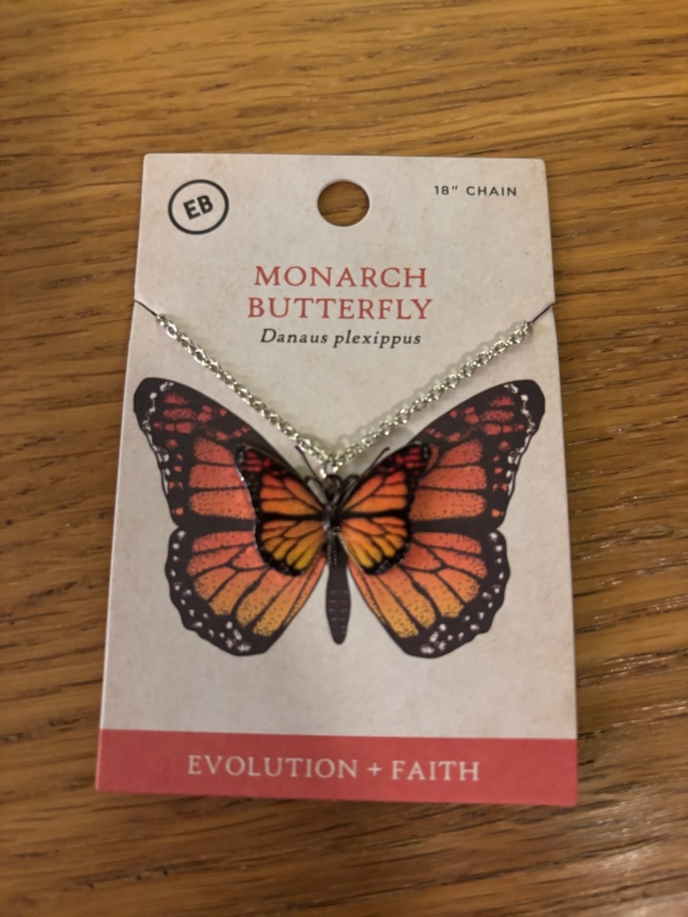 Earthbound Trading Company Monarch Butterfly Necklace pendant 18-inch chain NEW